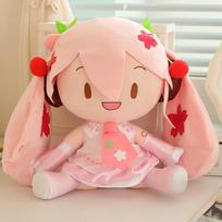 30cm Animacinis Hatsune Miku pliušinis žaislas Naujas lankelis Miku Specialus Sakura Hatsune Miku pliušiniai žaislai Mieganti lėlė Minkštos dovanos Mergaitei 30cm brown