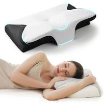 Butterfly Memory Foam Sleep Pillow Contoured Neck Support for Pain Relief Stomach Sleeping Comfortable Pillow for Side And Back As show