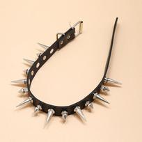 Long Spike Choker Punk dirbtinės odos apykaklės gotikinio stiliaus karolių priedai black