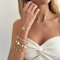 IngeSight.Z 5Pcs/Set Summer Scallop Starfish Bracelet for Women Boho Charm Imitation Pearl Bangle Party Beach Jewelry 2026 New brown