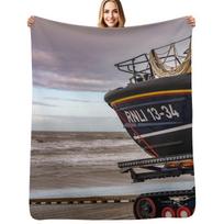 Launching Of A Lifeboat Rhyl Throw Blanket Cozy Microfiber Throw Blanket for Home Bedroom Size: 75*100cm, Weight: 230 GSM