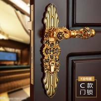 85mm All copper Hollow out  mute door lock indoor wooden door lock handle lock room door lock European luxury style villa lock C-Golden