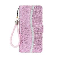Blizganti piniginė-dėklas telefonui iPhone 16 15 X Xr 10 Xs 14 11 Pro Max 12 13 mini Odinė piniginė 8 7 Plus SE 2020 Mergaičių dėklas iPhone 12 (12 Pro) rožinė