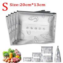 Aliuminio folijos šviežumo išlaikymo maišelis Sandarus Antibakterinis Šaldytuvo Maisto Užšaldymo Laikymo Maišelis Užtrauktukas 20PCS：S  (20*13cm) gray