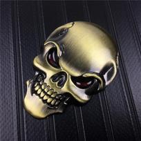 Motociklui Harley Yamaha Honda Suzuki Kawasaki Universalus 3D Metalinis Kaukolės Skeleto Automobilio Moto Lipdukai Emblema bronza