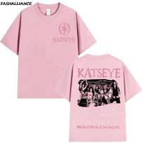 KATSEYE Kpop Beautiful Chaos T shirt for Men Women Hiphop Streetwear Oversized Tops 100 Cotton TShirt KA1 L white