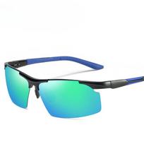Sports Aluminum Magnesium Polarized Sunglasses Half Frame Cycling Glasses UV Protection Lightweight blue