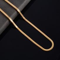 Men Square Box Chain Stainless Steel Long Necklace for Women Ladies Gold/Silver Choker on the Neck Jewelry Accessories 75cm 30inch