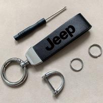 Jeep automobiliui Vintažinis odinis raktų pakabukas Žiedas Cinko lydinio grandinėlė Raktas Jeep Grand Cherokee Wrangler JK Gladiator Compass Renegad black