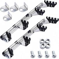 Chrome Linear Spark Plug Wire Separators Divider Loom With Black Valve Cover Fits For Chevy Ford Mopar SBC