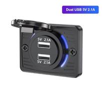 12V-24V Dvigubas USB QC3.0 PD 3.1A/2.1A Automobilio Įkroviklio Lizdas Greitas Įkrovimas Su Stumdomu Dangteliu Lizdo Panelės Adapteris Sunkvežimiui Kemperiui RV Dual USB 2.1A black