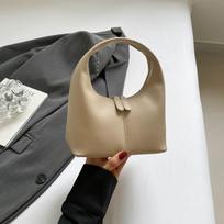 New Vintage Faux Leather Shoulder Bag, Small Dumpling Crossbody Purse, Soft Handbag with Zipper Closure chaki