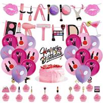 make up Girl Birthday Party Decoration Paper Plate Cup Napkin Banner Balloon Background For Her Baby Shower Party Supplies Gift