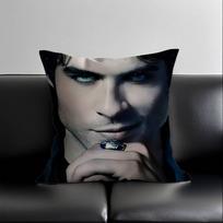 1Pc Vampire Diaries Damon Salvatore Pillow Cover, Polyester 2D Double-Sided Print, Ian Somerhalder Character Art, Tv Fan Home & Short plush 18*18(CM)-1Pcs