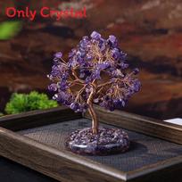 Feng Shui Crystal Money Tree Table Ornament With Multicolor Stones For Office Gift Amethyst