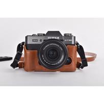 Slim PU Camera Bag Fujifilm X-T30 III II X-T20 X-T10 Mirrorless Cameras Crossbody Shoulder With Velvet Lining Khaki black