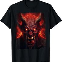 Devil Red Demon Imp Hell Halloween Design T-Shirt M brown