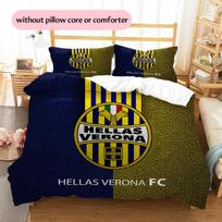 Hellas Verona FC  Raštuotas patalynės antklodžių komplektas  Namų dekoracija  Dovana (1 * antklodės užvalkalas + 2 * pagalvės užvalkalai be šerdies) 135x200cm yellow