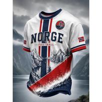Šiaurietiško Vikingų Retro Stiliaus 2026 Norvegijos Gerbėjo Marškinėliai Laisvalaikio Futbolo Trumpomis Rankovėmis vyrams Kvėpuojantys Greitai Džiūstantys Minkšti XXS