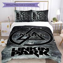 3pcs Custom Name Cartoon Linkin Park Bedding Set Duvet Cover Closure Includes 1 Duvet Cover & 2 Pillowcases for All Seasons Bedroom Decor 135cmx200cm black