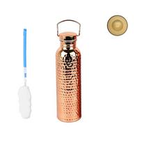 Water Bottle with Carry Handle and Hammered Textured Body, 304 Stainless Steel, 800Ml Capacity for Everyday Drinking Water