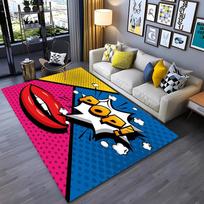 Pop Art 3D spausdinti didelio ploto kilimai namų svetainei vaikų miegamajam sofai prie durų virtuvės grindims neslystantis dekoras 80*120cm black