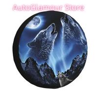 Wolves Howling Moon Spare Tire Cover for Jeep Mitsubishi Pajero SUV RV 4WD Car Wheel Protectors Accessories 14  15  16  17  Inch 14inch