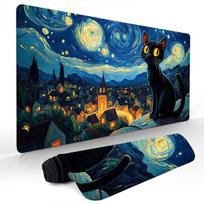 Van Goghs Art Cat Mouse Pad Desk Mat Large Computer Office Carpet Xxl Mousepad Gamer Gaming Pc Accessories Keyboard Rug 800x300x2mm blue