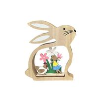 Velykų zuikio ornamentas Medinė dekoracija One Size beige