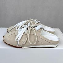 Moteriški zomšiniai mule sportbačiai Retro vokiški treneriai Slip-on Dvigubi raišteliai Plokščiapadžiai Laisvalaikio atviru kulnu loaferiai Moteriška avalynė 41 smėlis