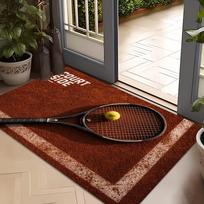 1pc, 2D Flat Printing Tennis Court Entrance Mat, Non-Slip Machine Washable Easy Clean Polyester Carpet, Suitable for Home And Outdoor Decor, Ideal for 43X75CM