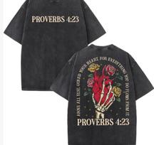 Proverbs 4:23 Guard Your Heart Graphic T-Shirt Vintage Faith Gift 110 gray