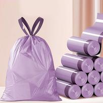 Nešiojami šiukšlių maišai su raišteliais, skirti naudoti namuose, vakarėlio purpurinis šiukšlių maišas 60pcs