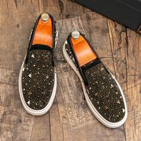 Luxury Designer New Men's Punk Rock Rivet Platform Patent Leather Casual Shoes Male Hip-hop Loafers Walking Dress Footwear 38 orange