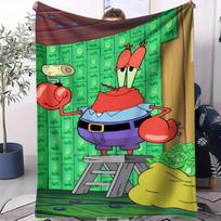 Kempiniukas Bobas: Ponas. Krabs, apsėstas pinigų – Banknotų sienos pledas Minkštas daugiafunkcinis dekoratyvinis universalus pledas Dovana 75cmx90cm red