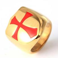 Black Lacquer Knights Templar Red Cross Men's Ring 9 red