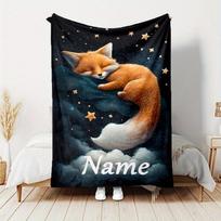 Personalizuotas individualus vardas Lapės dizaino pledas Itin minkštas, lengvas ir skalbiamas mašinoje, skirtas sofai, miegamajam, patogus kelionėms 100x150cm(39x59in)