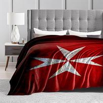 Red Blanket with White Cross Pattern for all seasons blanket lunch break throw gift 80cm x 120cm