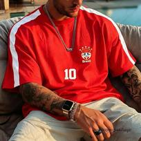 Summer New Brazil Football Jersey for Men's  Match Sports T-shirt Quick Drying Breathable Tee ShirtShort Sleeved Top XL red