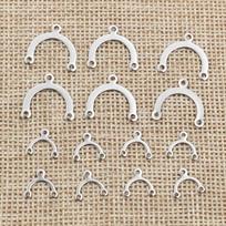 50-Pack Stainless Steel Double Arch Bridge Three-Hole Connectors for DIY Jewelry Crafting 9.5x10mm [50 pcs/5g] beige