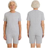 Pilnas apsauginis kombinezonas nuo nuslydimo S-3XL: Unisex kombinezonas su užtrauktuku nugaroje, skirtas žmonėms su demencija arba elgesio sutrikimais S white