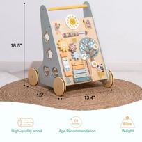 Robotime Robud Wooden Baby Walker with Wheels Montessori Push Toys for Babies Learning to Walk Baby Walkers Activity Center Baby Walker gray
