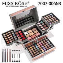 MISSROSE akių makiažo paletės rinkinys: Apima akių šešėlius, lūpų blizgį, lūpų dažus, skaistalus, skaistinimo priemonę ir pudros kompaktinę.