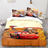 Automobiliai Žaibas Makvynas 3D Vaikų patalynės komplektas 3 dalių rinkinys 1 antklodės užvalkalas 100% poliesteris Namų dekoras Animacinis 135x200cm