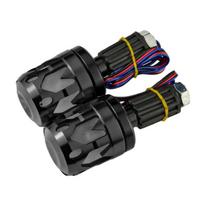 Universal Bike Handlebar End Lights With Multicolor LED Aluminum Construction Quick Installation For Night Visibility black