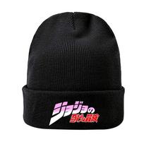 8 stilių žieminės megztos kepurės JoJo keista nuotykių animacinė kepurė Unisex madinga šilta lauko juoda spalva kepuraitė black