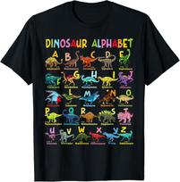 Dinozaurų tipai Abėcėlė ABC Dino Mokymasis T-shirt 130 black