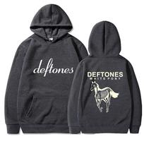Deftones White Pony Hoodie Black Skeleton Horse Nu Metal Band Sweatshirt 90s Grunge Unisex Streetwear Pullover 3XL gray