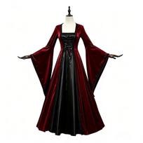 Helovino vampyro kostiuminė suknelė su korsetu Cosplay ir teminiams vakarėliams DarkRed,XL black