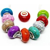 10/40/80pcs Mix Color Large Hole Bead Resin Crack Fit European Charm Bracelet Spacer for Jewelry Making 40pcs